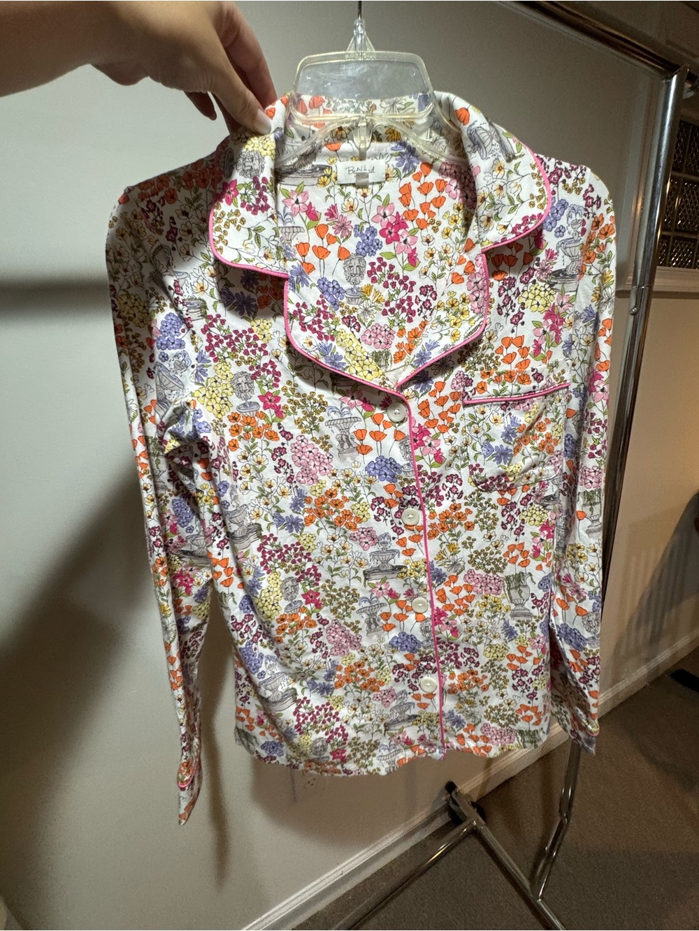 BedHead Women’s Floral Pajama Set - White with Pink, Orange, Purple & Green - Picture 3 of 8